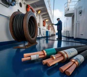 Marine electrical cables on ship deck - marine grade cable specifications - Oceanic GMS UAE