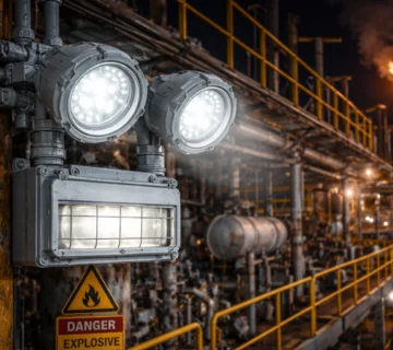 Explosion light fixtures installed in hazardous industrial environments