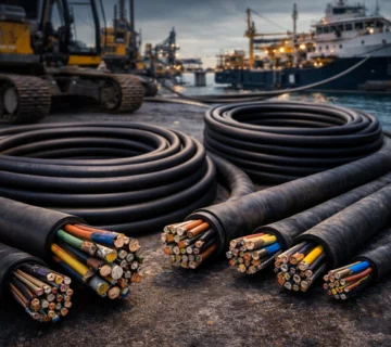 Rubber cable used in industrial and marine electrical applications