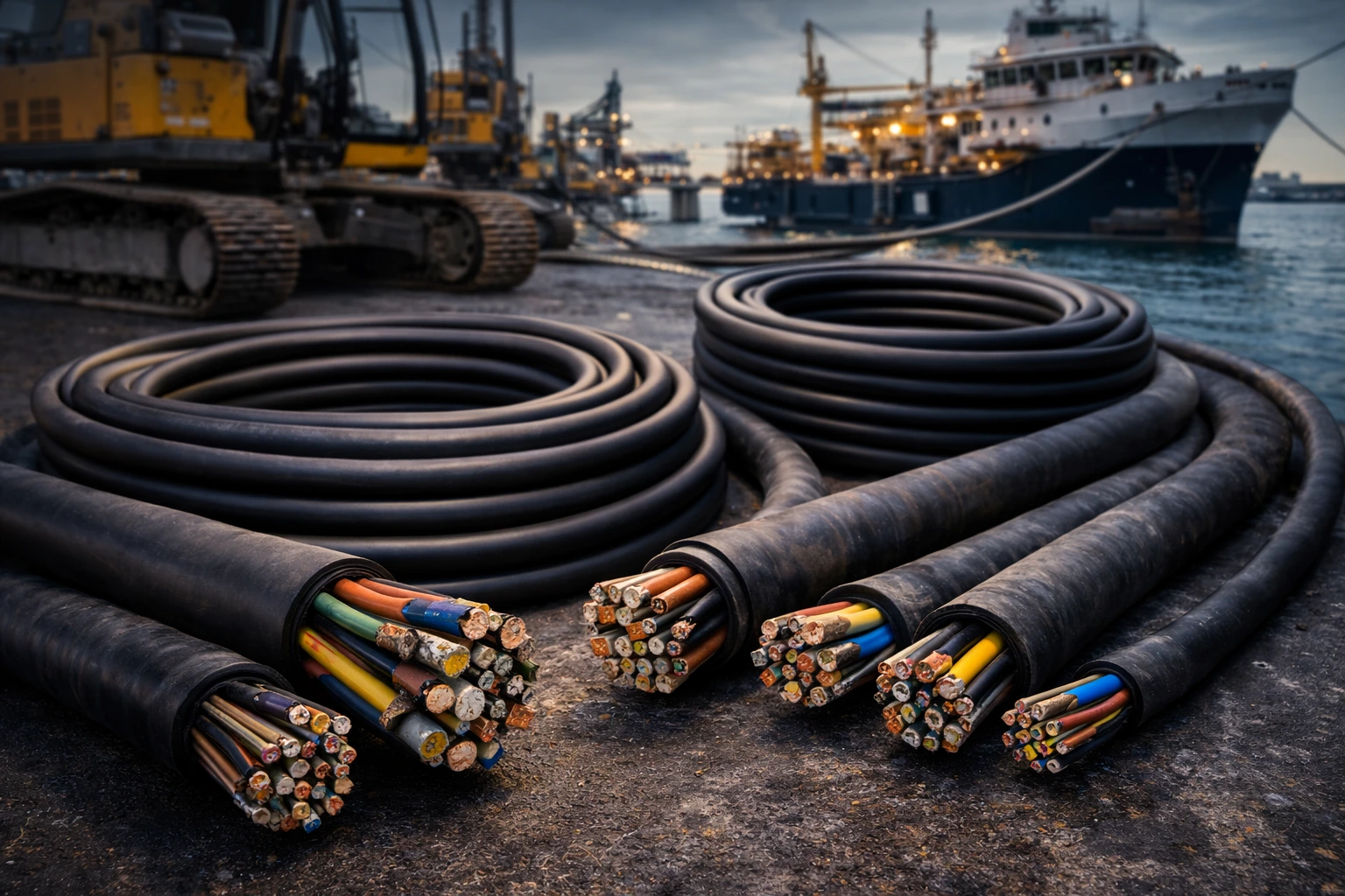 Rubber cable used in industrial and marine electrical applications