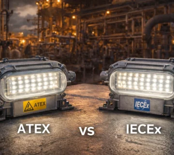 ATEX vs IECEx explosion proof LED lighting comparison in hazardous industrial environments