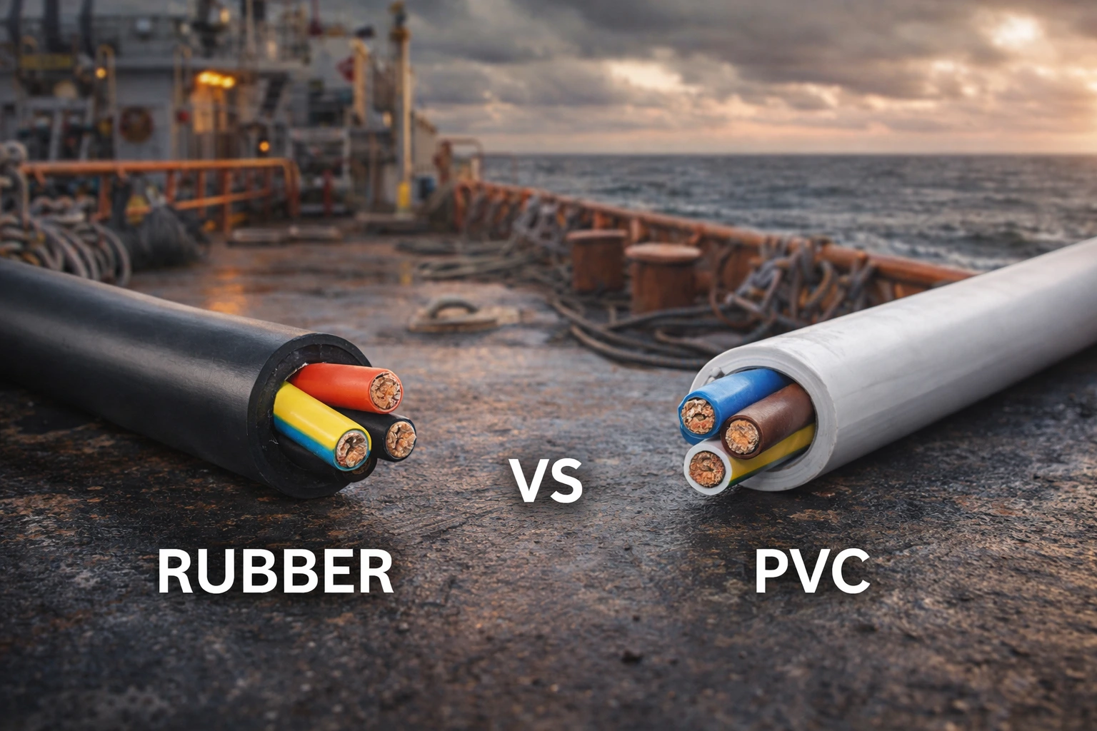Comparison of rubber cable and PVC cable used in marine environments