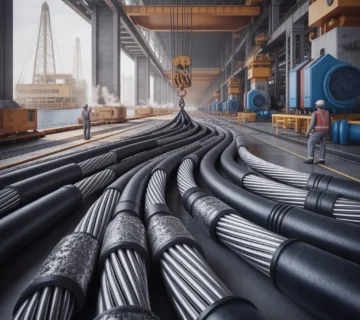 eavy-duty rubber cable used in harsh industrial environments