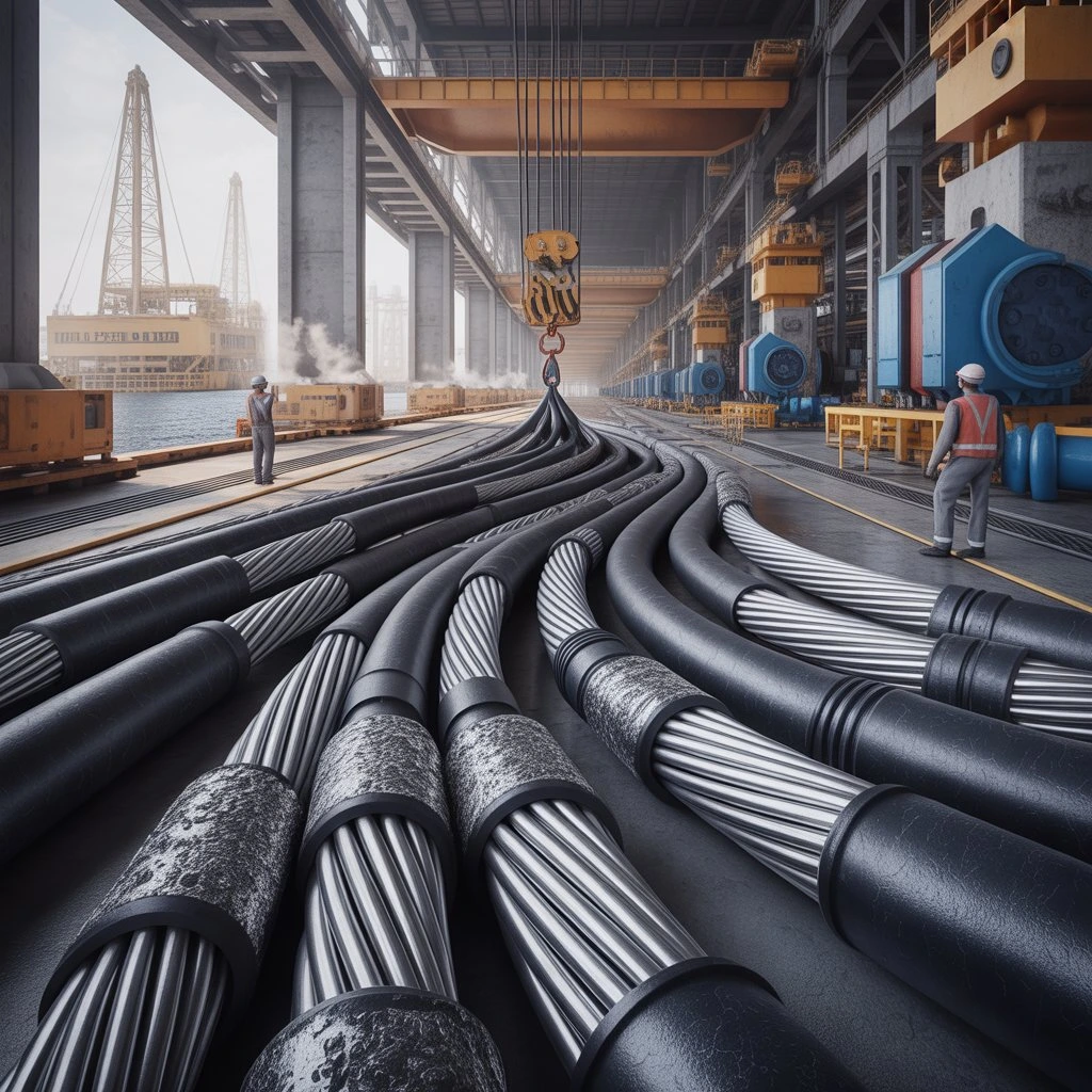 eavy-duty rubber cable used in harsh industrial environments
